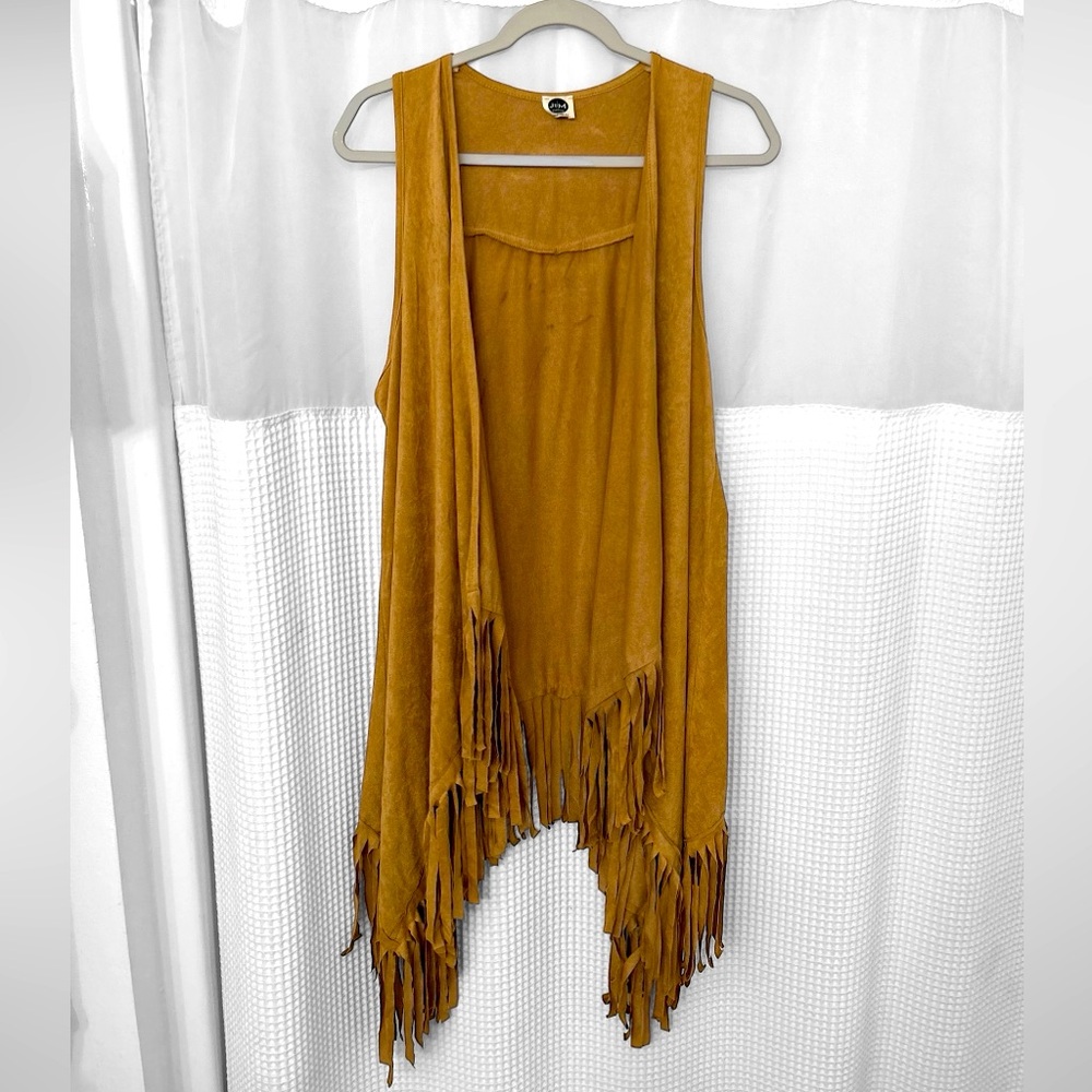 Unique J&M Clothing Women's Suede Casual Sleeveless Front Open Cardigan Vest M